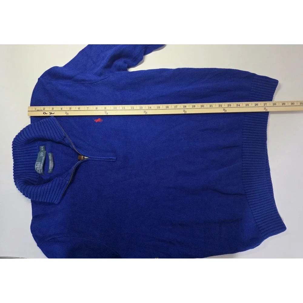 Polo Ralph Lauren Mens‎ Size L Blue Long Sleeve 1/4 Zip Pullover Sweater